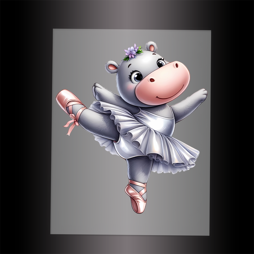 (DTF-11404) BALLERINA HIPPO - Garment Transfer