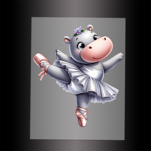 (DTF-11404) BALLERINA HIPPO - Garment Transfer