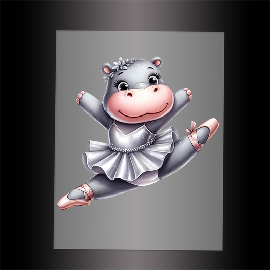 (DTF-11405) BALLERINA HIPPO - Garment Transfer