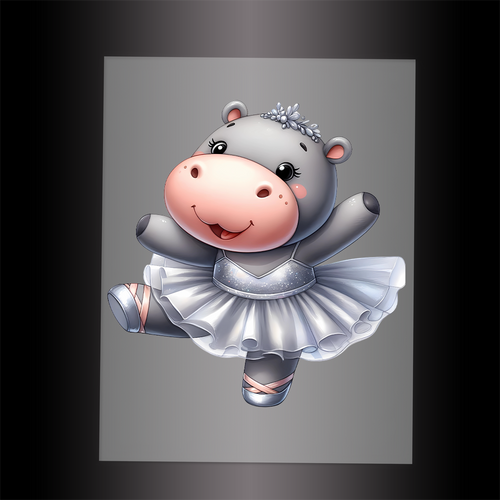 (DTF-11406) BALLERINA HIPPO - Garment Transfer