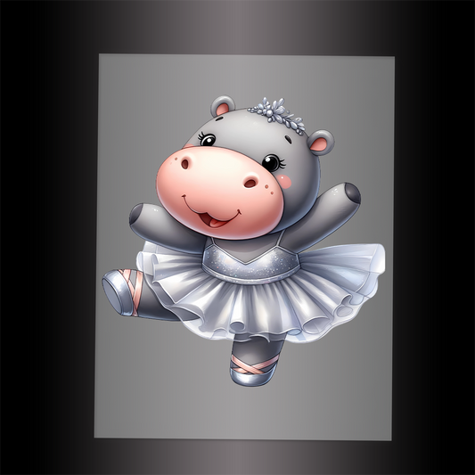 (DTF-11406) BALLERINA HIPPO - Garment Transfer