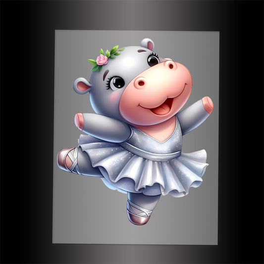 (DTF-11407) BALLERINA HIPPO - Garment Transfer