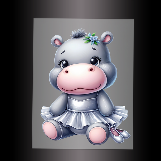 (DTF-11408) BALLERINA HIPPO - Garment Transfer