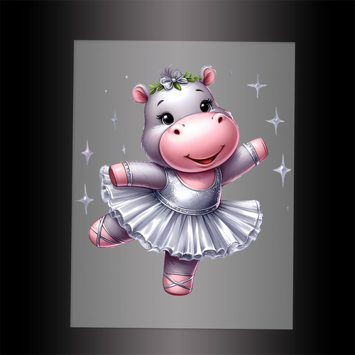 (DTF-11409) BALLERINA HIPPO - Garment Transfer