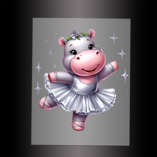 (DTF-11409) BALLERINA HIPPO - Garment Transfer