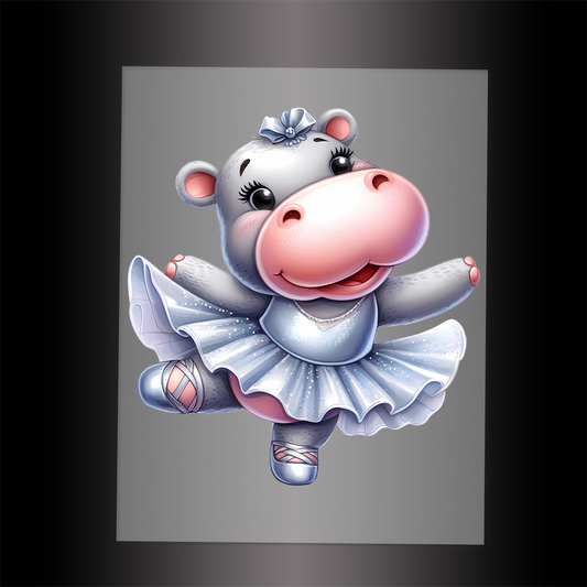 (DTF-11410) BALLERINA HIPPO - Garment Transfer