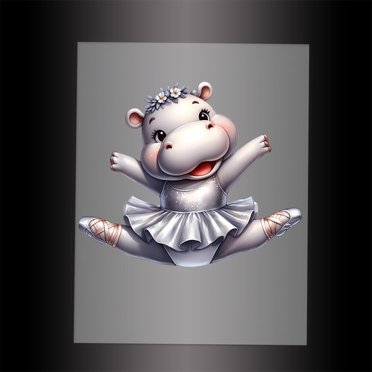 (DTF-11411) BALLERINA HIPPO - Garment Transfer