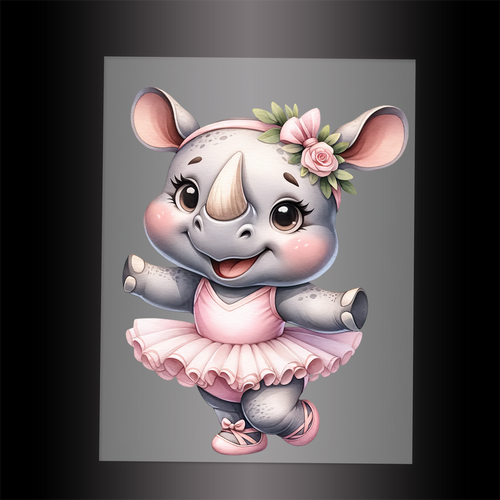 (DTF-11501) BALLERINA RHINO - Garment Transfer