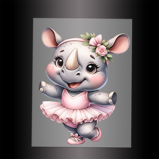 (DTF-11501) BALLERINA RHINO - Garment Transfer