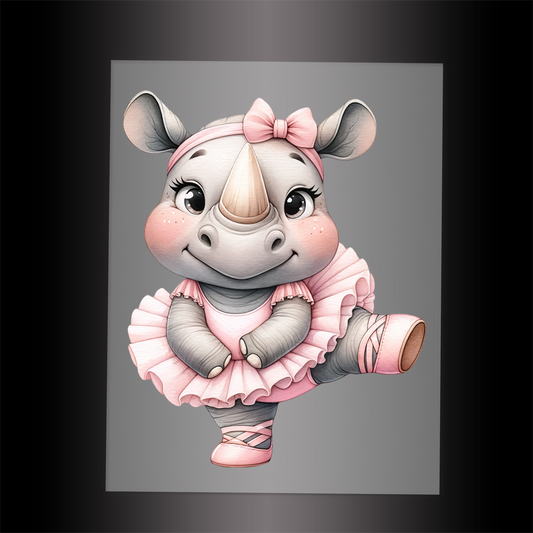 (DTF-11502) BALLERINA RHINO - Garment Transfer