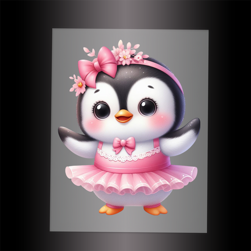 (DTF-12001) BALLERINA PENGUIN - Garment Transfer