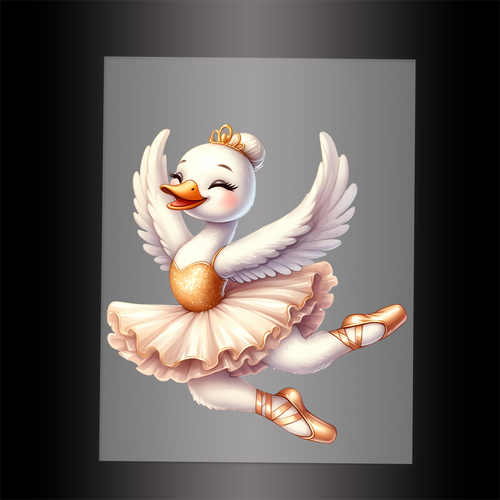 (DTF-12203) BALLERINA SWAN - Garment Transfer