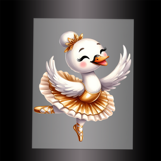(DTF-12209) BALLERINA SWAN - Garment Transfer