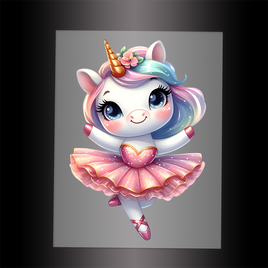 (DTF-12468) BALLERINA UNICORN - Garment Transfer