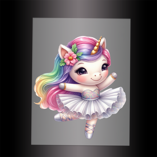 (DTF-12485) BALLERINA UNICORN - Garment Transfer