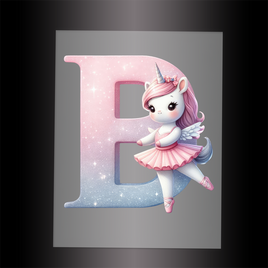 (DTF-12529) BALLERINA UNICORN B (ALPHABET) - Garment Transfer