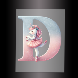 (DTF-12531) BALLERINA UNICORN D (ALPHABET) - Garment Transfer