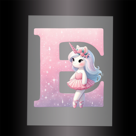 (DTF-12532) BALLERINA UNICORN E (ALPHABET) - Garment Transfer