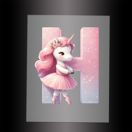 (DTF-12535) BALLERINA UNICORN H (ALPHABET) - Garment Transfer