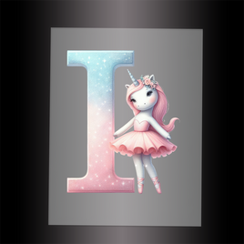 (DTF-12535-2) BALLERINA UNICORN I (ALPHABET) - Garment Transfer