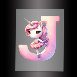 (DTF-12536) BALLERINA UNICORN J (ALPHABET) - Garment Transfer