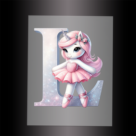 (DTF-12538) BALLERINA UNICORN L (ALPHABET) - Garment Transfer