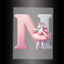 (DTF-12540) BALLERINA UNICORN N (ALPHABET) - Garment Transfer