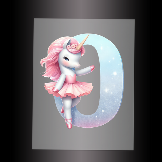 (DTF-12541) BALLERINA UNICORN O (ALPHABET) - Garment Transfer