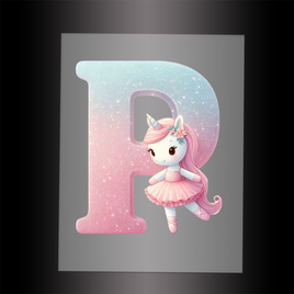 (DTF-12542) BALLERINA UNICORN P (ALPHABET) - Garment Transfer