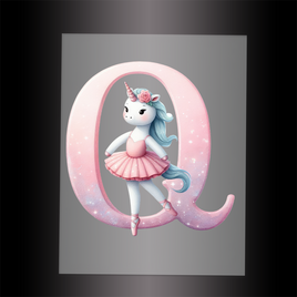 (DTF-12543) BALLERINA UNICORN Q (ALPHABET) - Garment Transfer