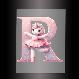 (DTF-12544) BALLERINA UNICORN R (ALPHABET) - Garment Transfer