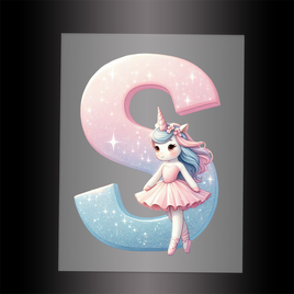 (DTF-12545) BALLERINA UNICORN S (ALPHABET) - Garment Transfer