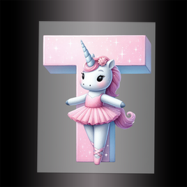 (DTF-12546) BALLERINA UNICORN T (ALPHABET) - Garment Transfer