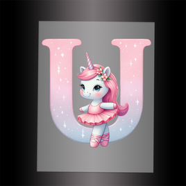 (DTF-12547) BALLERINA UNICORN U (ALPHABET) - Garment Transfer