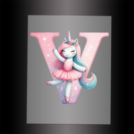 (DTF-12548) BALLERINA UNICORN V (ALPHABET) - Garment Transfer