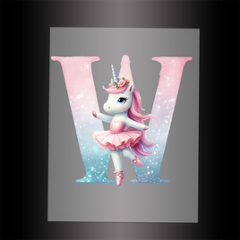 (DTF-12549) BALLERINA UNICORN W (ALPHABET) - Garment Transfer