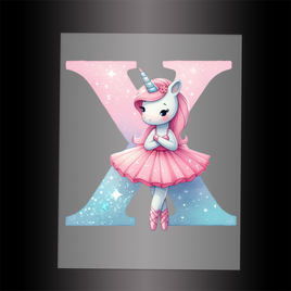 (DTF-12550) BALLERINA UNICORN X (ALPHABET) - Garment Transfer