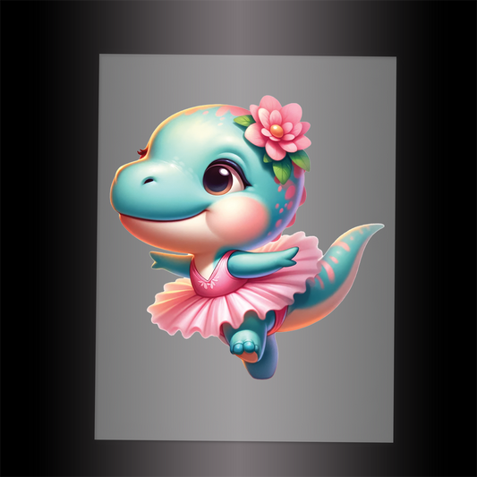 (DTF-12601) BALLERINA DINOSAUR - Garment Transfer