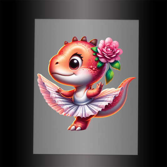 (DTF-12602) BALLERINA DINOSAUR - Garment Transfer