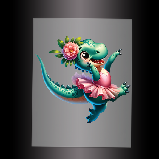 (DTF-12603) BALLERINA DINOSAUR - Garment Transfer