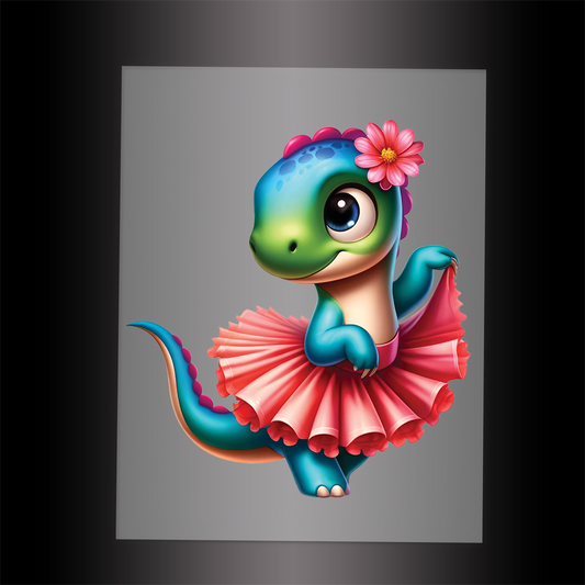 (DTF-12604) BALLERINA DINOSAUR - Garment Transfer