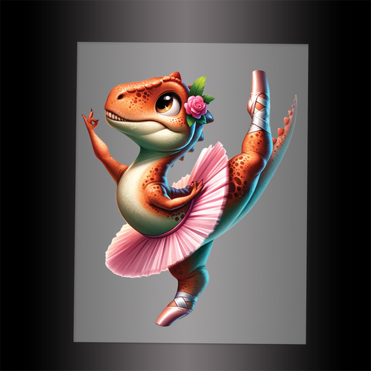 (DTF-12606) BALLERINA DINOSAUR - Garment Transfer