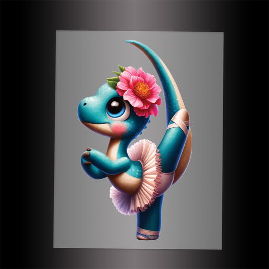 (DTF-12608) BALLERINA DINOSAUR - Garment Transfer