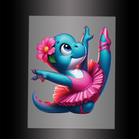(DTF-12609) BALLERINA DINOSAUR - Garment Transfer