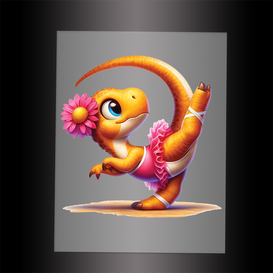 (DTF-12611) BALLERINA DINOSAUR - Garment Transfer