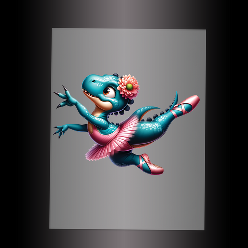 (DTF-12612) BALLERINA DINOSAUR - Garment Transfer