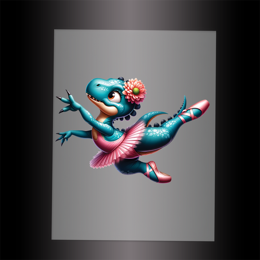 (DTF-12612) BALLERINA DINOSAUR - Garment Transfer