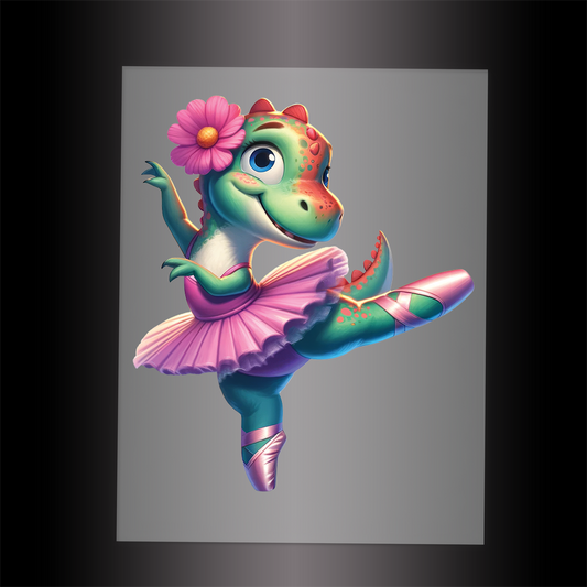 (DTF-12616) BALLERINA DINOSAUR - Garment Transfer