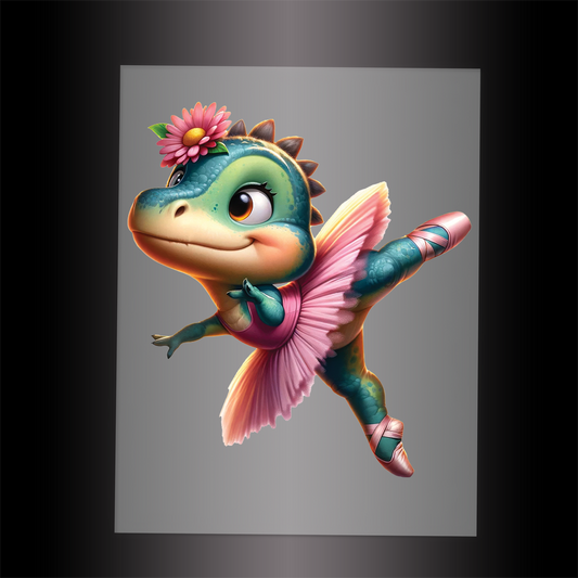 (DTF-12617) BALLERINA DINOSAUR - Garment Transfer