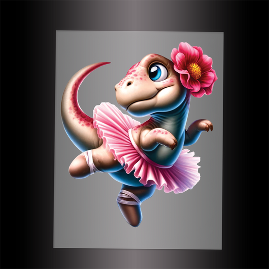 (DTF-12619) BALLERINA DINOSAUR - Garment Transfer